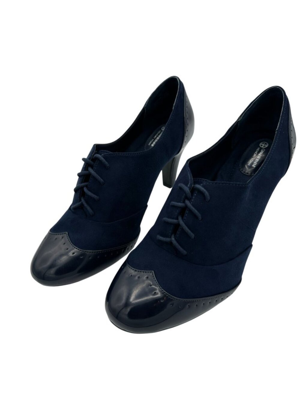 Giani Bernini Heels Womens Size 11 Lace-Up Oxfords Navy Suede Patent Leather - Picture 3 of 15